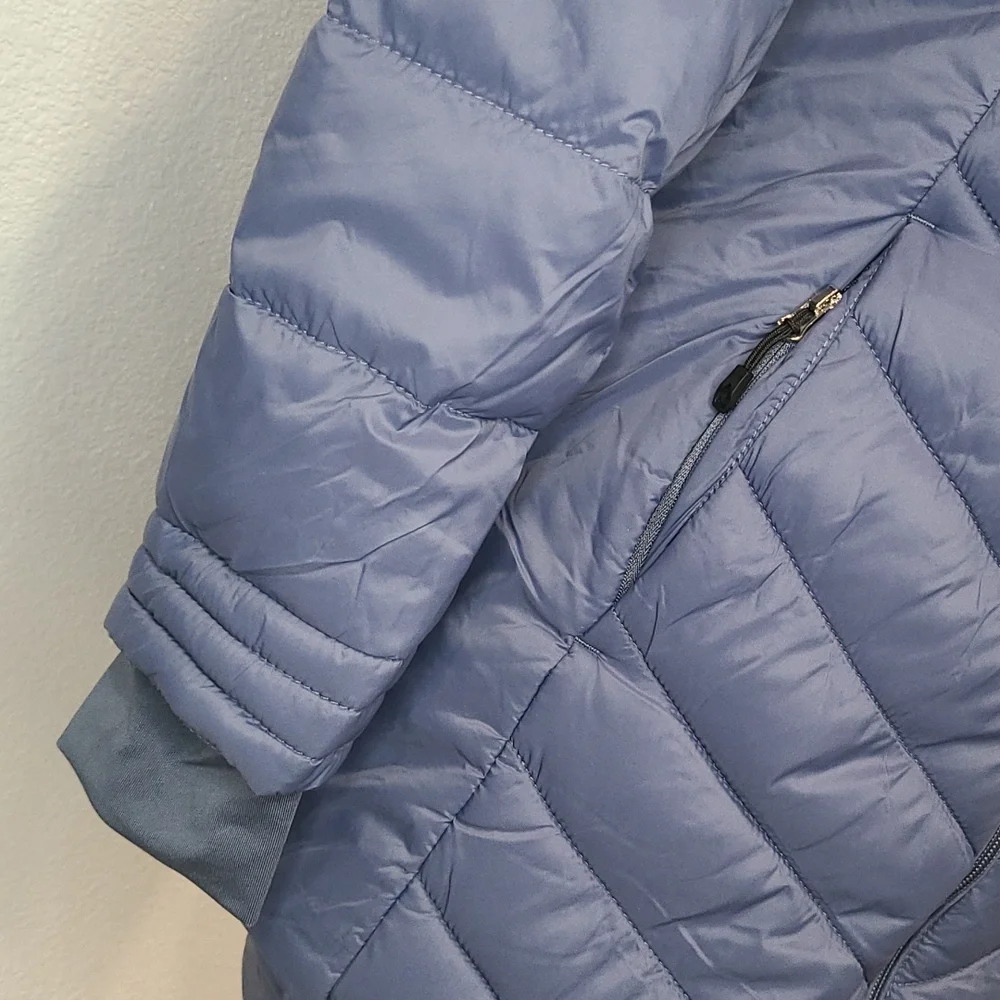 NWT Spyder blue puffer long coat, medium - Picture 3 of 12